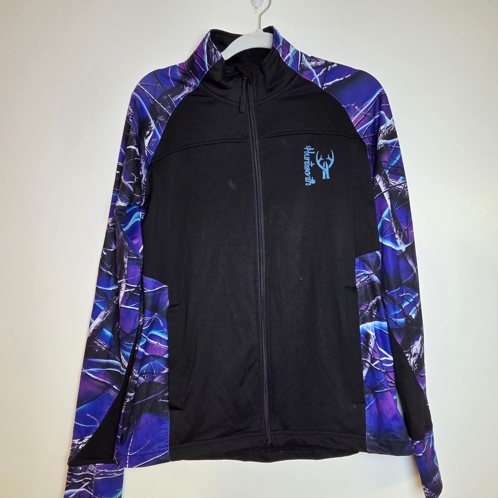 Hintworth Womens Camo Print Full Zip Jacket Track Style Purple Blue Black Size M